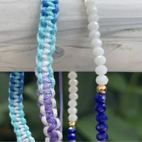 2pc Evil Eye Lampwork Bead Cord & Stretch Bracelet - Picture 5 of 6